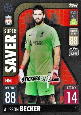 Sticker Alisson Becker - UEFA Champions League & Europa League 2021-2022. Match Attax n. 47 - Topps