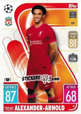 Sticker Trent Alexander-Arnold - UEFA Champions League & Europa League 2021-2022. Match Attax n. 48 - Topps