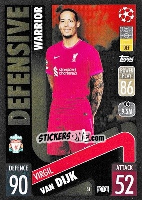 Figurina Virgil van Dijk - UEFA Champions League & Europa League 2021-2022. Match Attax - Topps