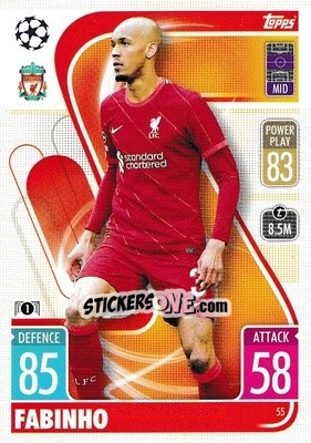 Sticker Fabinho - UEFA Champions League & Europa League 2021-2022. Match Attax n. 55 - Topps