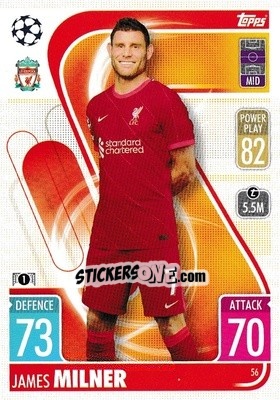 Sticker James Milner - UEFA Champions League & Europa League 2021-2022. Match Attax n. 56 - Topps
