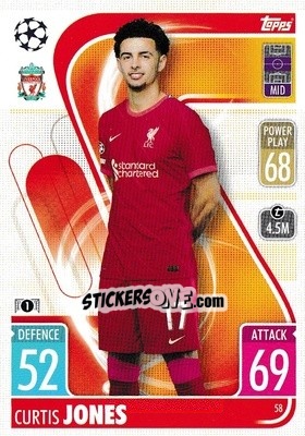 Sticker Curtis Jones - UEFA Champions League & Europa League 2021-2022. Match Attax n. 58 - Topps