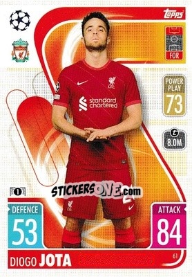 Sticker Diogo Jota - UEFA Champions League & Europa League 2021-2022. Match Attax n. 61 - Topps
