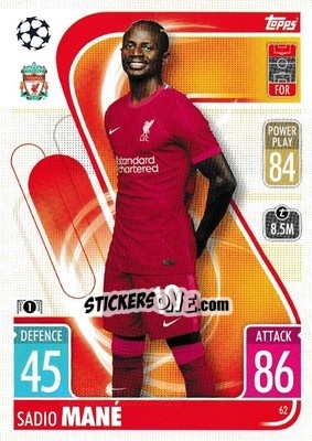 Sticker Sadio Mané - UEFA Champions League & Europa League 2021-2022. Match Attax n. 62 - Topps