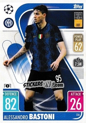 Sticker Alessandro Bastoni - UEFA Champions League & Europa League 2021-2022. Match Attax n. 336 - Topps