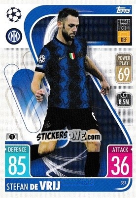 Sticker Stefan de Vrij - UEFA Champions League & Europa League 2021-2022. Match Attax n. 337 - Topps