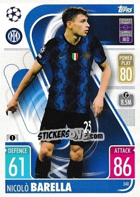 Sticker Nicolo Barella - UEFA Champions League & Europa League 2021-2022. Match Attax n. 340 - Topps