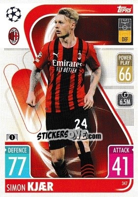 Sticker Simon Kjær - UEFA Champions League & Europa League 2021-2022. Match Attax n. 347 - Topps