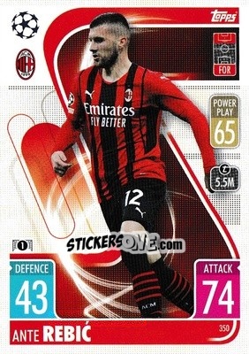 Sticker Ante Rebic - UEFA Champions League & Europa League 2021-2022. Match Attax n. 350 - Topps
