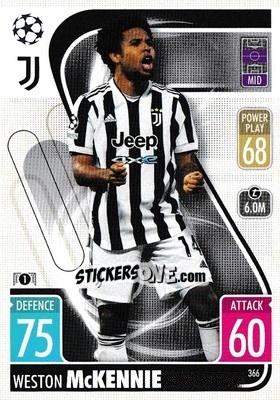 Sticker Weston McKennie - UEFA Champions League & Europa League 2021-2022. Match Attax n. 366 - Topps