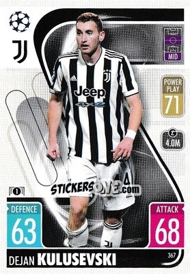 Sticker Dejan Kulusevski - UEFA Champions League & Europa League 2021-2022. Match Attax n. 367 - Topps