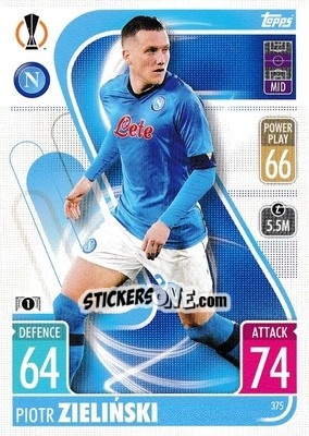 Sticker Piotr Zielinski - UEFA Champions League & Europa League 2021-2022. Match Attax n. 375 - Topps