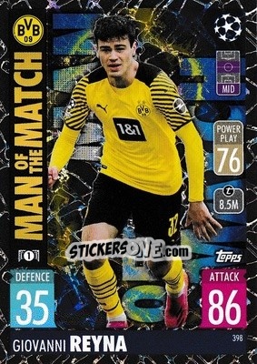 Sticker Giovanni Reyna - UEFA Champions League & Europa League 2021-2022. Match Attax n. 398 - Topps