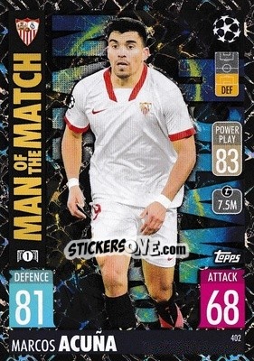 Sticker Marcos Acuña - UEFA Champions League & Europa League 2021-2022. Match Attax n. 402 - Topps
