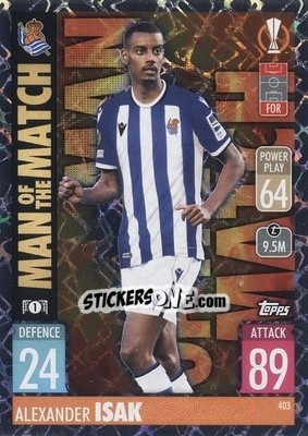Sticker Alexander Isak - UEFA Champions League & Europa League 2021-2022. Match Attax n. 403 - Topps