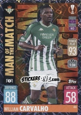 Sticker William Carvalho - UEFA Champions League & Europa League 2021-2022. Match Attax n. 404 - Topps