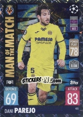 Sticker Dani Parejo - UEFA Champions League & Europa League 2021-2022. Match Attax n. 405 - Topps
