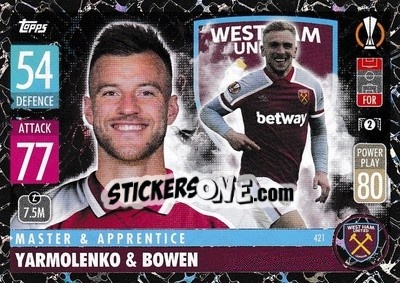 Sticker Andriy Yarmolenko / Jarrod Bowen - UEFA Champions League & Europa League 2021-2022. Match Attax n. 421 - Topps