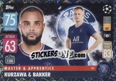 Sticker Layvin Kurzawa / Mitchel Bakker - UEFA Champions League & Europa League 2021-2022. Match Attax - Topps