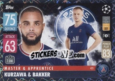 Sticker Layvin Kurzawa / Mitchel Bakker - UEFA Champions League & Europa League 2021-2022. Match Attax n. 423 - Topps