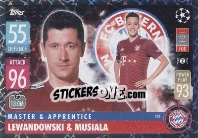 Sticker Robert Lewandowski / Jamal Musiala - UEFA Champions League & Europa League 2021-2022. Match Attax n. 424 - Topps