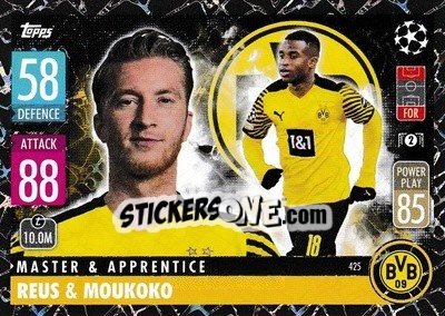 Sticker Marco Reus / Youssoufa Moukoko - UEFA Champions League & Europa League 2021-2022. Match Attax n. 425 - Topps