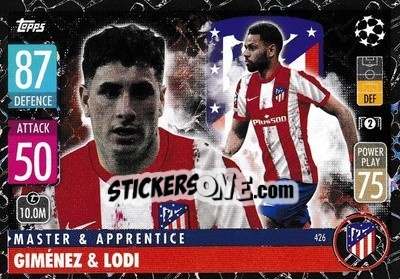 Sticker José María Giménez / Renan Lodi - UEFA Champions League & Europa League 2021-2022. Match Attax - Topps
