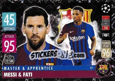 Sticker Lionel Messi / Ansu Fati - UEFA Champions League & Europa League 2021-2022. Match Attax - Topps