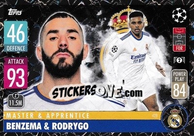Sticker Karim Benzema / Rodrygo - UEFA Champions League & Europa League 2021-2022. Match Attax n. 428 - Topps
