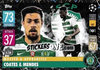 Sticker Sebastian Coates / Nuno Mendes - UEFA Champions League & Europa League 2021-2022. Match Attax - Topps