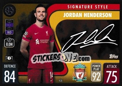 Sticker Jordan Henderson - UEFA Champions League & Europa League 2021-2022. Match Attax n. 438 - Topps