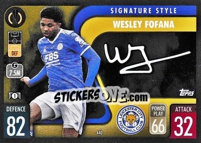 Sticker Wesley Fofana - UEFA Champions League & Europa League 2021-2022. Match Attax n. 440 - Topps