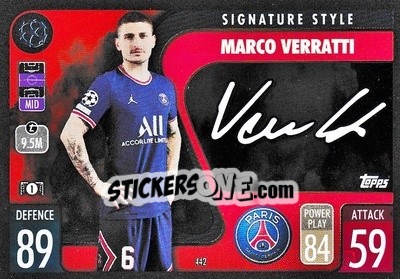Sticker Marco Verratti - UEFA Champions League & Europa League 2021-2022. Match Attax n. 442 - Topps