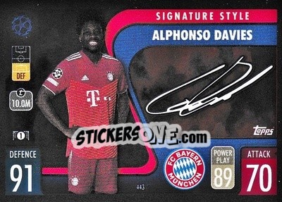 Sticker Alphonso Davies - UEFA Champions League & Europa League 2021-2022. Match Attax n. 443 - Topps