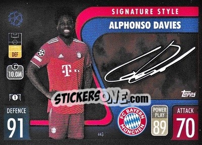 Figurina Alphonso Davies - UEFA Champions League & Europa League 2021-2022. Match Attax - Topps