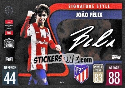 Sticker Joao Félix - UEFA Champions League & Europa League 2021-2022. Match Attax n. 445 - Topps