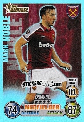 Sticker Mark Noble - UEFA Champions League & Europa League 2021-2022. Match Attax n. 471 - Topps