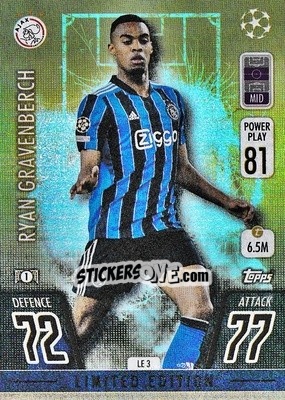 Sticker Ryan Gravenberch - UEFA Champions League & Europa League 2021-2022. Match Attax n. LE3 - Topps