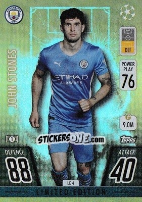 Sticker John Stones - UEFA Champions League & Europa League 2021-2022. Match Attax n. LE4 - Topps