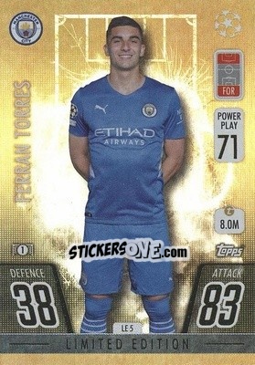 Sticker Ferran Torres - UEFA Champions League & Europa League 2021-2022. Match Attax n. LE5 - Topps