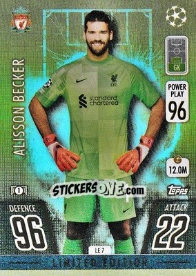 Sticker Alisson Becker - UEFA Champions League & Europa League 2021-2022. Match Attax n. LE7 - Topps