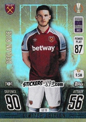 Sticker Declan Rice - UEFA Champions League & Europa League 2021-2022. Match Attax n. LE13 - Topps