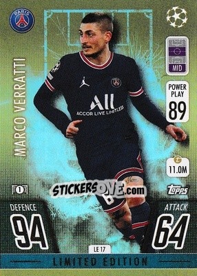 Sticker Marco Verratti - UEFA Champions League & Europa League 2021-2022. Match Attax n. LE17 - Topps