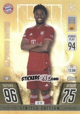 Sticker Alphonso Davies - UEFA Champions League & Europa League 2021-2022. Match Attax n. LE18 - Topps