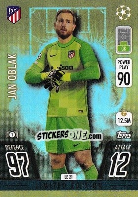 Sticker Jan Oblak - UEFA Champions League & Europa League 2021-2022. Match Attax n. LE21 - Topps