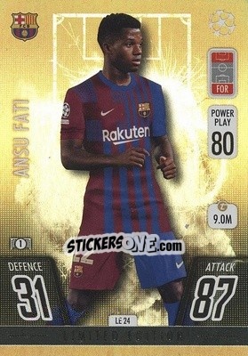 Figurina Ansu Fati - UEFA Champions League & Europa League 2021-2022. Match Attax - Topps