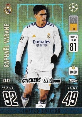 Cromo Raphael Varane - UEFA Champions League & Europa League 2021-2022. Match Attax - Topps