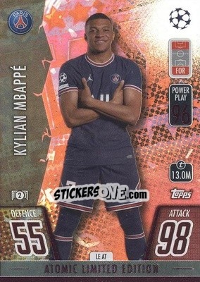 Sticker Kylian Mbappé - UEFA Champions League & Europa League 2021-2022. Match Attax n. LE-AT - Topps