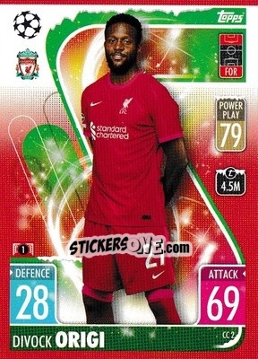 Sticker Divock Origi - UEFA Champions League & Europa League 2021-2022. Match Attax n. CC2 - Topps