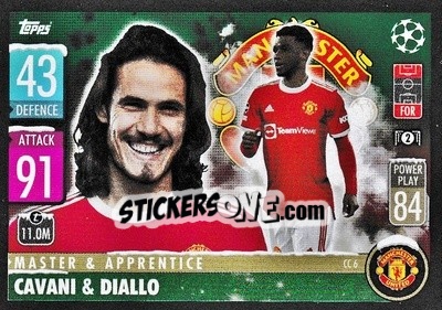 Sticker Edinson Cavani / Amad Diallo - UEFA Champions League & Europa League 2021-2022. Match Attax n. CC6 - Topps